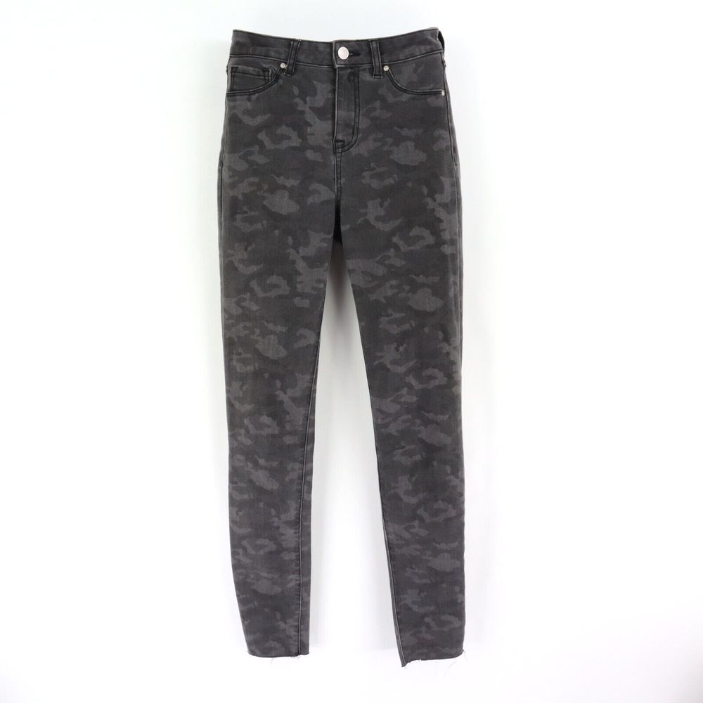 Sky & Sparrow Skinny Jeans‎ Junior Womens Size 3 Black Gray Camoflauge Cut-Off